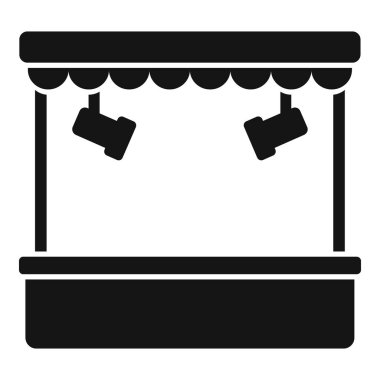Boş bir yiyecek tezgahının spot ışıklarıyla aydınlatılmış basit vektör simgesi
