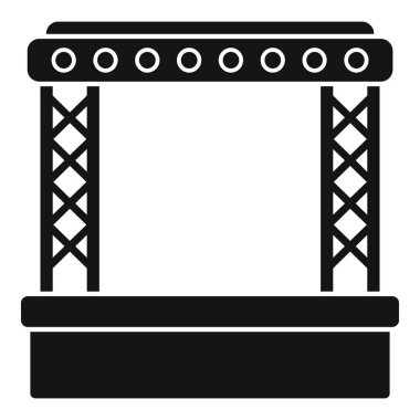 Işıklandırma ekipmanlarıyla boş bir sahnenin siyah silueti, gösteri ya da konser için hazır.