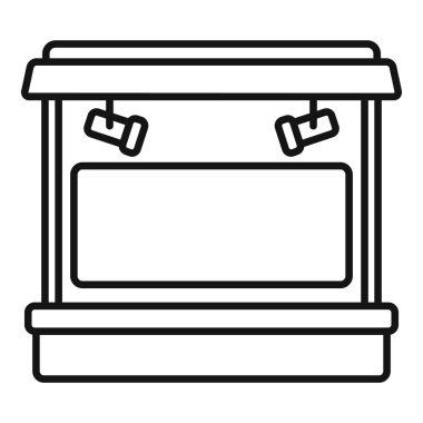 Aydınlatma ekipmanlı boş bir vitrinin satır simgesi, sergileri veya ürün gösterimleri için mükemmel