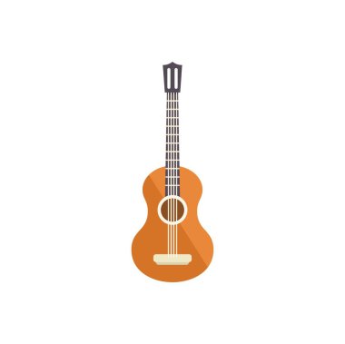 Beyaz arka planda altı telli akustik gitar.