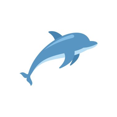 Beyaz arka planda zıplayan dost canlısı çizgi film yunusu.