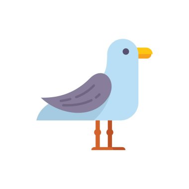 Mavi, gri, turuncu ve sarı renklere sahip bir martının basit vektör çizimi, minimalist bir kuş tasarımı gerektiren her proje için mükemmeldir.