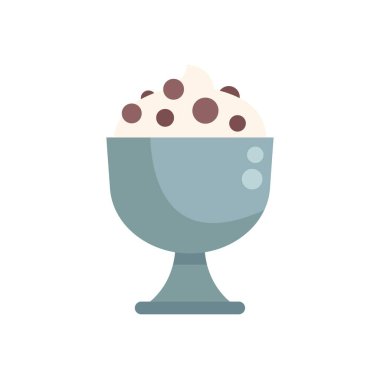 Simple vector illustration of a dessert with chocolate chips served in an elegant glass cup, perfect for projects related to food, desserts, and sweet treats