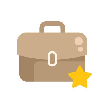 Büyük sarı yıldızlı klasik kahverengi evrak çantası başarılı bir işi temsil ediyor.