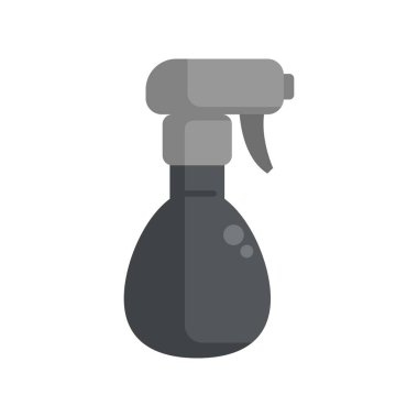 Beyaz arka planda izole edilmiş sıvı ürün kullanarak temizlik için siyah plastik sprey şişesi