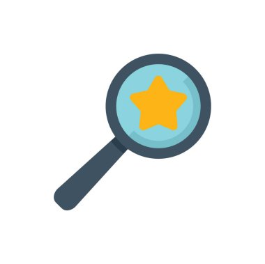 Büyüteç bir yıldıza odaklanıyor. Pozitif müşteri değerlendirmesini temsil ediyor.