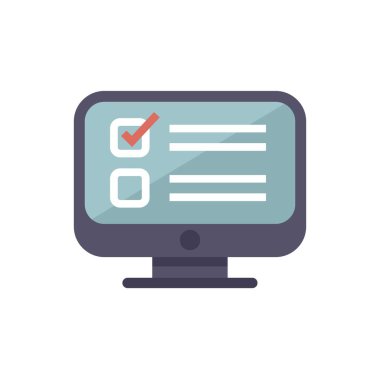 Ekranında bir çevrimiçi anket görüntüleyen bir masaüstü bilgisayarının canlandırması, bir seçenek zaten işaretli