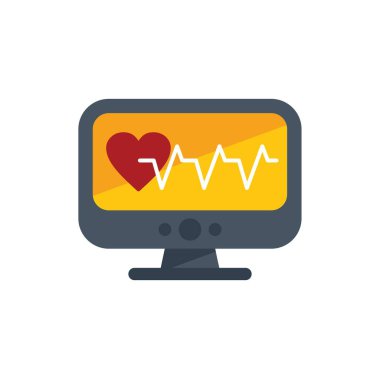 Bilgisayar monitörü kalp atış hızı gösteriyor, sağlık ve zindelik verilerinin izlenmesini sembolize ediyor