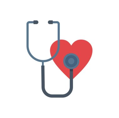 Stetoskop, kırmızı kalbi sağlık sigortası konsepti için kontrol ediyor.