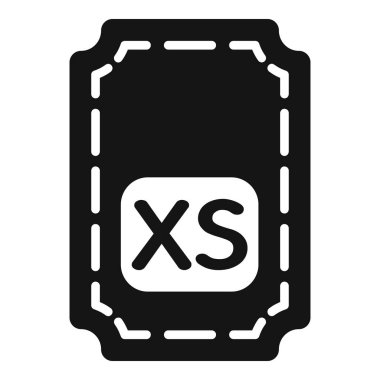 Bir giyim etiketinin, ekstra küçük boyutu gösteren, X yazıtlı basit vektör simgesi