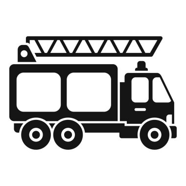 Güvenlik ve kurtarmanın sembolü olarak merdivenini uzatan bir itfaiye aracının basit vektör simgesi