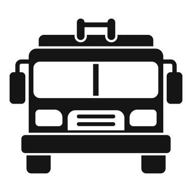 Bir itfaiye aracının siyah silueti. Önden görüldü, park edildi ve harekete hazır.