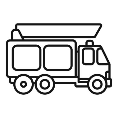 Havaalanı merdiven kamyonunun siyah beyaz simgesi yolcuları bindirmek için bekliyor.