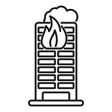 Bir şehir binasını dumanla temsil eden basit çizgi vektör simgesi