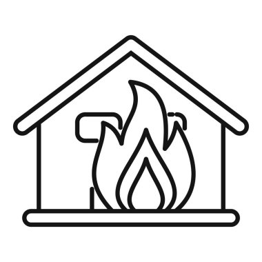 Web tasarımı, mobil uygulama, bilgi grafikleri, logo, düğme, çökme paneli, pikogram, çıkartma için basit taslak ev yangını simgesi kavramı