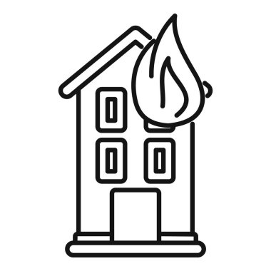 Ev yangını ve ev sigortası kavramını temsil eden basit bir vektör simgesi