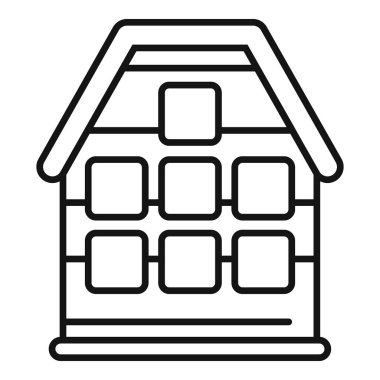 Güneş panelleri olan, sürdürülebilir yaşam ve temiz enerji çözümlerini destekleyen bir evin çizgi çizimi