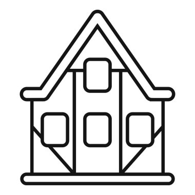 Bir kanal evi cephesinin basit doğrusal vektörü karakteristik Dutch Gable 'ıyla, Amsterdam' ın benzersiz mimari tarzını çağrıştırıyor.