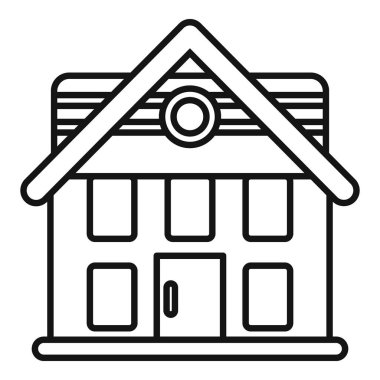 Tavan arası ve garajı olan özel bir evin doğrusal vektör simgesi, emlak ajansları için mükemmel.