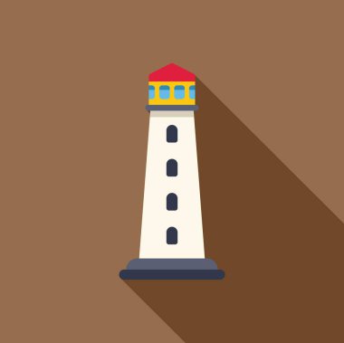 Sarı kapaklı uzun klasik deniz feneri kahverengi arka planda uzun bir gölge bırakıyor.