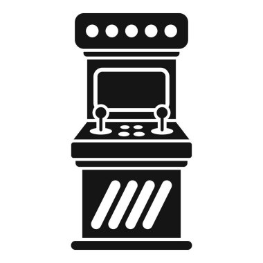 Klasik bir oyun dolabının basit vektör simgesi, bir ekran, joystickler, ve düğmeler, klasik oyun eğlencesini temsil eden