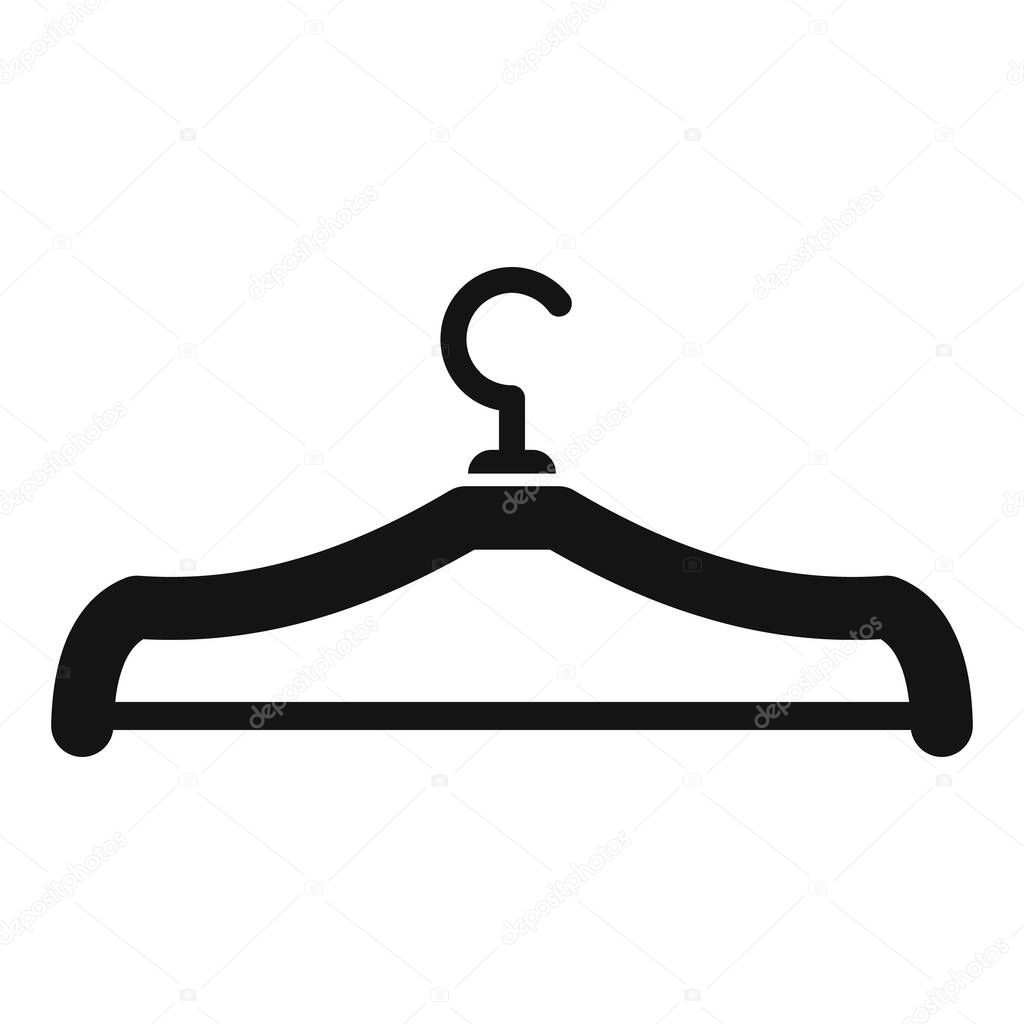 This simple black vector icon of a clothes hanger represents fashion and retail