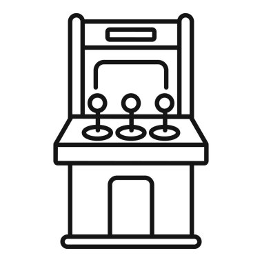 Oyun oynamak için joystickli eski bir oyun makinesinin basit doğrusal simgesi