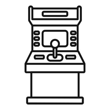 Klasik bir atari oyununun basit çizgi çizimi, joystick ve düğmelerle klasik oyun için nostalji uyandırıyor.