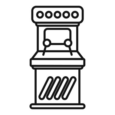 Eski bir oyun makinesinin basit çizgi çizimi, video oyunlarının altın çağını çağrıştırıyor