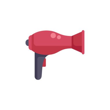 Kızıl saç kurutma makinesi kuaförde ya da evde saç şekillendirmek için sıcak hava üflüyor.