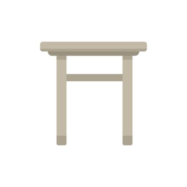 Beyaz zemin üzerinde duran basit ahşap Asya tarzı kahve sehpası, düz vektör çizimi