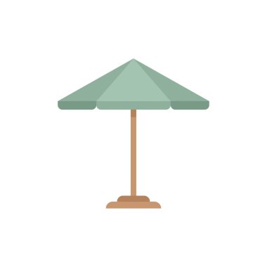 Güneşli bir günde gölgelik sağlayan klasik plaj şemsiyesi