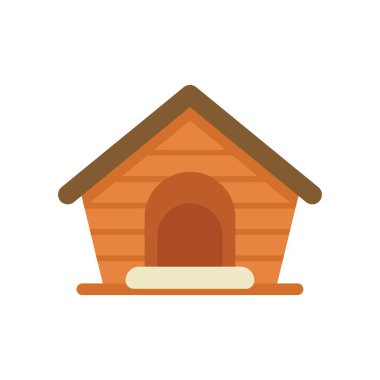 Bu illüstrasyonda tüylü yoldaşlar için güvenli bir sığınak sunan rahat bir ahşap köpek kulübesi sergileniyor.