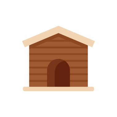Klasik ahşap köpek kulübesi, evcil hayvanın dinlenmesi ve uyuması için güvenli ve rahat bir yer sunuyor.