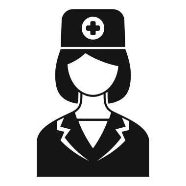 Üniformalı ve şapkalı bir kadın doktorun basit siyah-beyaz vektörü.