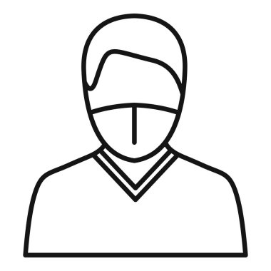 Koruyucu tıbbi maske takan bir doktorun basit çizimi.