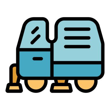 Yol temizleme ve çöp toplama kamyonunun çizgi film simgesi