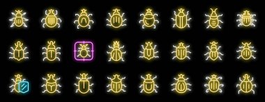 Çeşitli hata tiplerini tasvir eden neon simgelerinden oluşan bir set.