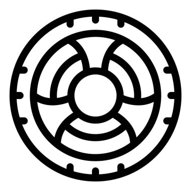 Basınç göstergesi olan yuvarlak vana tehlike işareti simgesi, dış hat biçimi