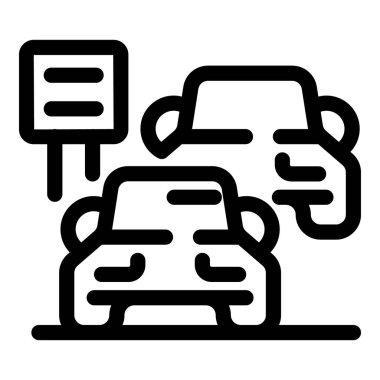 Trafik sıkışıklığını temsil eden basit koyu siyah ve beyaz vektör simgesi