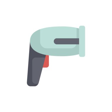 Barkod tarayıcı basit bir düz vektör illüstrasyon tarzında perakende kontrolü için lazer ışını kullanıyor