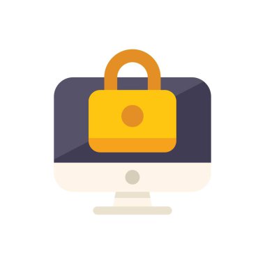 Bilgisayar güvenlik sistemi bir masaüstü bilgisayarı üzerinde asma kilit ile temsil ediliyor, siber güvenlik kavramını gösteriyor