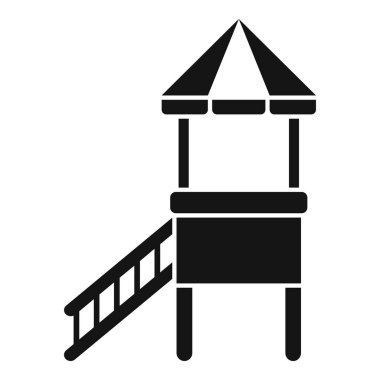 Beyaz arkaplanda izole edilmiş web tasarımı için basit simge merdiveni ve çatısı olan çocuk oyun alanı kulesi