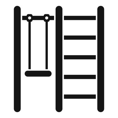 Bu basit vektör simgesi bir salıncak kümesini ve tırmanma çerçevesini temsil ediyor, açık hava oyununu temsil etmek için mükemmel.