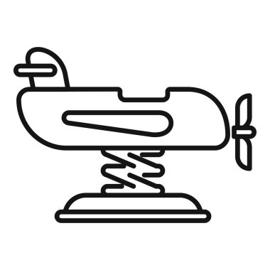 İlkbaharda zıplayan bir çocuk uçağının çizgi çizimi. Çocuklar için eğlence alanları için mükemmel.