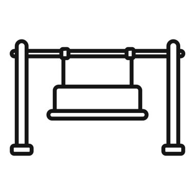 Metal bir çerçeveden sarkan salıncağın basit vektör simgesi, beyaz arkaplanda izole edilmiş.