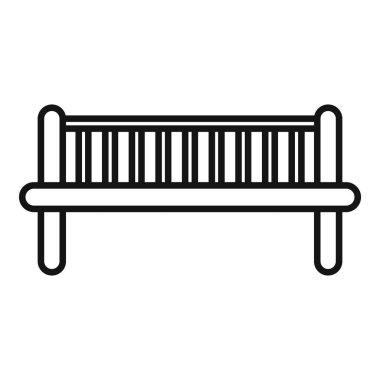 Bu basit siyah-beyaz vektör simgesi, açık hava eğlencesi projeleri için ideal bir park bankını temsil ediyor.