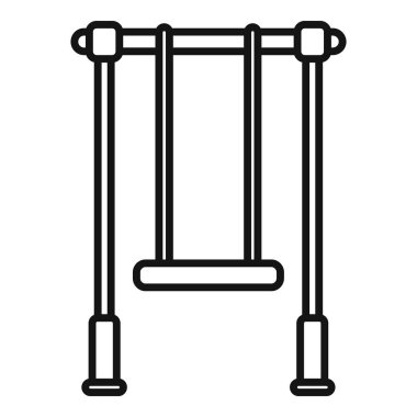 Bu basit çocuk salıncak ikonu boş bir oyun alanını temsil ediyor, eğlence, çocukluk ve açık hava eğlencesi konuları için mükemmel.
