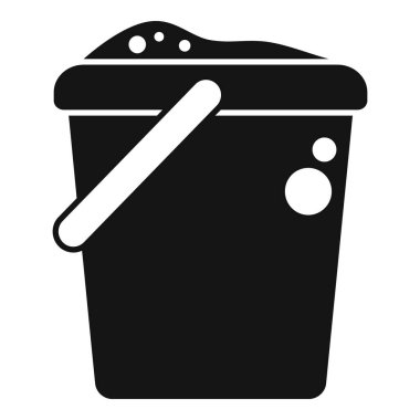 Köpük köpüklü temizlik kovası beyaz arkaplanda basit bir şekilde simge