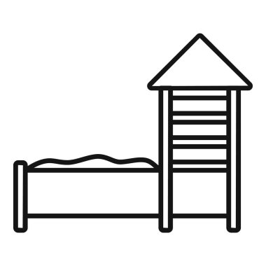 Çatı ve merdiveni olan bir çocuk kum havuzunun basit vektör simgesi, açık hava oyununu göstermek için mükemmel